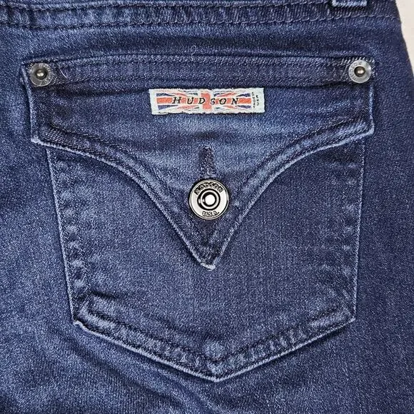 Hudson Ferris Flare Jeans Womens Dark Wash Stretch Denim Flap Pocket Low Rise 27 - Picture 11 of 16